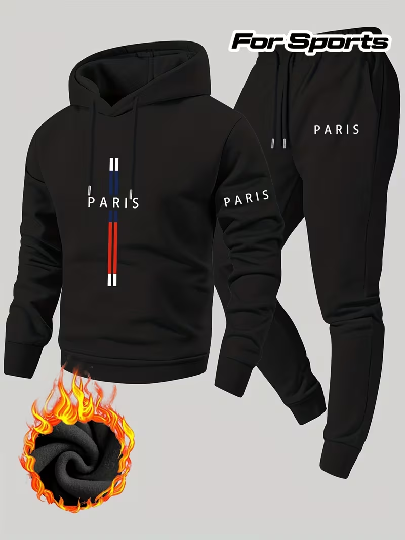 Running Gear Winter Men - Men's Urban Casual Two-Piece Set Hooded